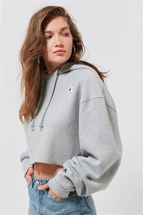 cropped hoodie drawstring hem champion.